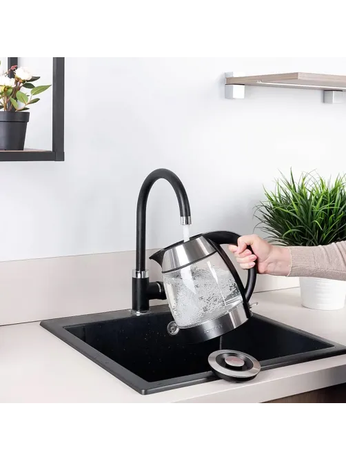 Чайник SCARLETT SC-EK27G13, 2 л, 2200 Вт, закрытый нагревательный элемент, стекло, стальной