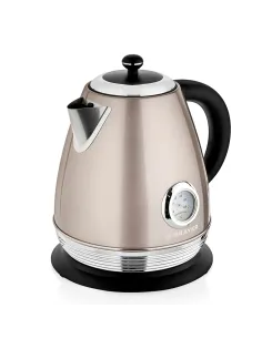 Чайник с термометром BRAYER BR1007, 1,7 л, 2200 Вт, закрытый нагревательный элемент, сталь, бежевый
