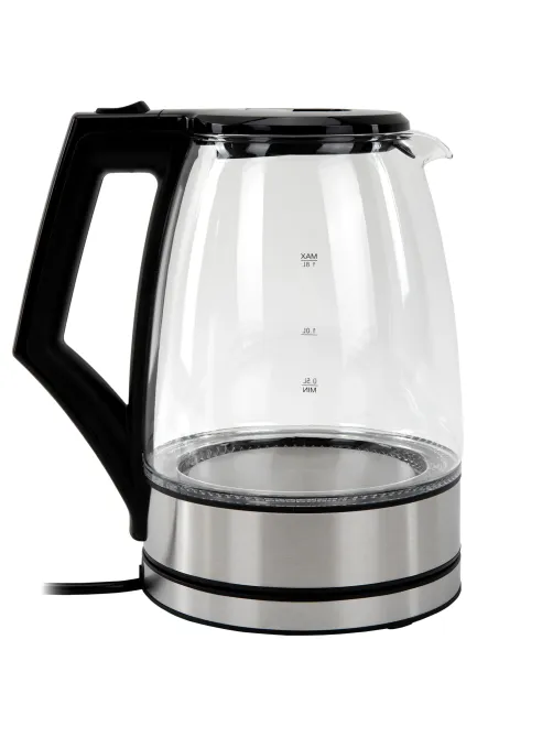Чайник электрический SONNEN KT-1807, 1,8 л, 2200 Вт, термостойкое стекло, внутренняя подсветка синяя, нержавеющая сталь, 455140