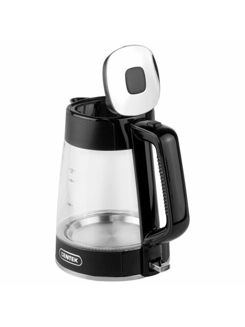 Чайник CENTEK CT-1014, 1,7 л, 2200 Вт, закрытый нагревательный элемент, стекло, черный, CT-1014 Black