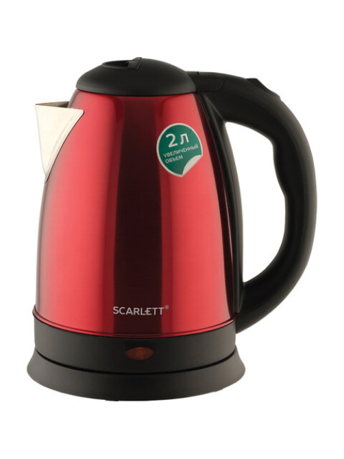Чайник SCARLETT SC-EK21S76, 2 л, 1800 Вт, закрытый нагревательный элемент, сталь, красный