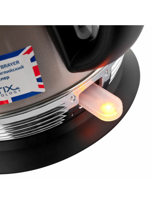 Чайник с термометром BRAYER BR1007, 1,7 л, 2200 Вт, закрытый нагревательный элемент, сталь, бежевый