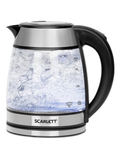 Чайник SCARLETT SC-EK27G54, 1,7 л, 1800 Вт, закрытый нагревательный элемент, стекло, стальной