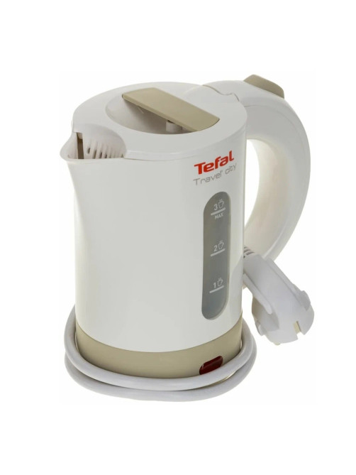 Чайник TEFAL KO120130, 0,5 л, 650 Вт, закрытый нагревательный элемент, пластик, бело-бежевый, 7211001544