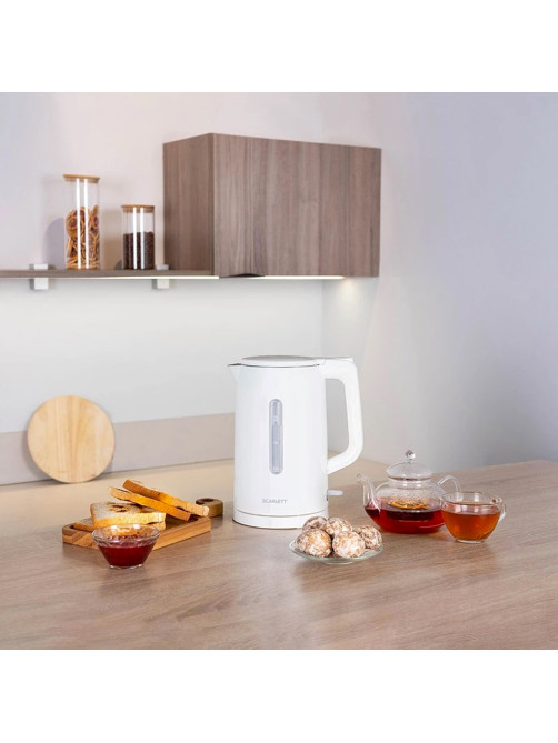 Чайник SCARLETT SC-EK21S31, 1,5 л, 2200 Вт, закрытый нагревательный элемент, двойные стенки, белый