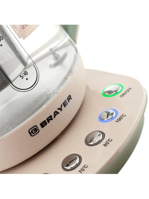 Чайник с терморегулятором и заварником BRAYER BR1015, 1,5 л, 2200 Вт