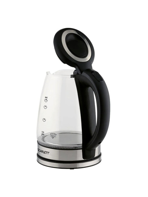Чайник SCARLETT SC-EK27G88, 1,8 л, 1800 Вт, закрытый нагревательный элемент, стекло, черный