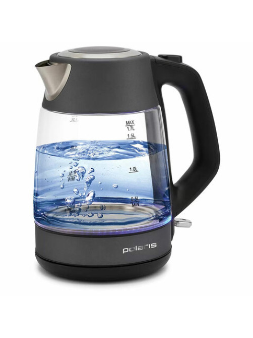 Чайник POLARIS PWK 1760CGL, 1,7 л, 1850-2150 Вт, закрытый нагревательный элемент, стекло, графитовый, 37418
