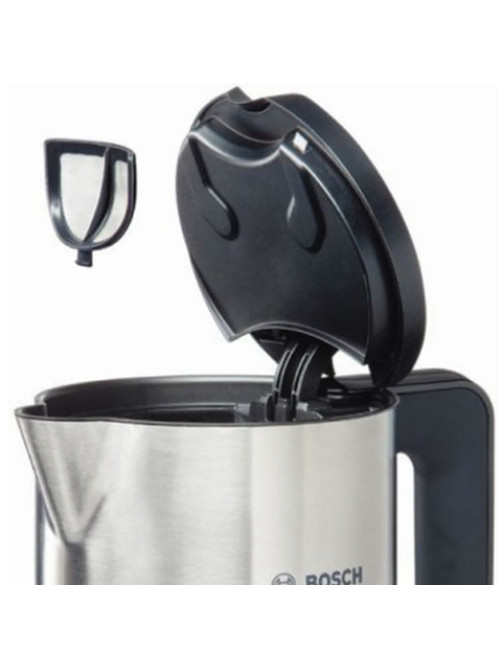 Чайник BOSCH TWK8611P, 1,5 л, 2400 Вт, закрытый нагревательный элемент, нержавеющая сталь, белый