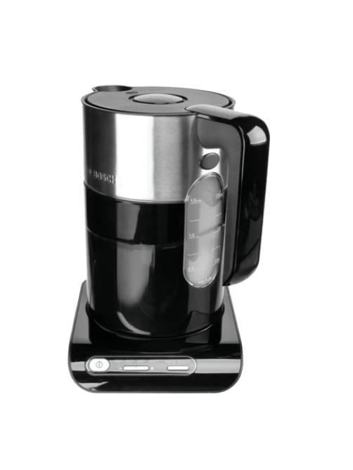 Чайник BOSCH TWK8613P, 1,5 л, 2400 Вт, закрытый нагревательный элемент, нержавеющая сталь, черный