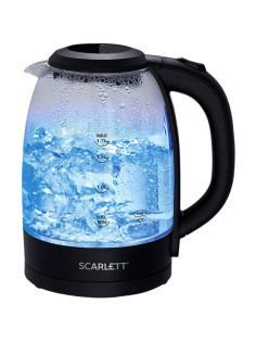 Чайник SCARLETT SC-EK27G11, 1,7 л, 2200 Вт, закрытый нагревательный элемент, стекло, черный