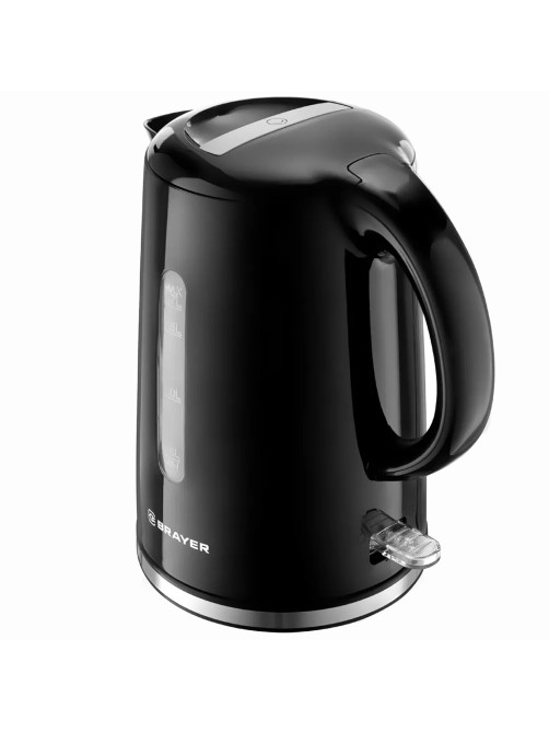 Чайник BRAYER BR1032, 1,7 л, 2200 Вт, закрытый нагревательный элемент, автоотключение, пластик, черный, 1032BR