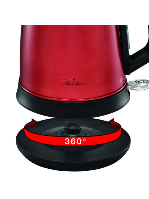 Чайник TEFAL KI270530, 1,7 л, 2400 Вт, закрытый нагревательный элемент, сталь, красный, 7211002431