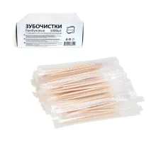 Зубочистки бамбуковые, 1000 штук в индивидуальной ПП упаковке, КП, 119908