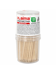 Зубочистки деревянные LAIMA, КОМПЛЕКТ 190 штук, в диспенсере, 604770