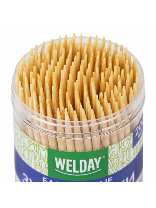 Зубочистки бамбуковые 200 штук в диспенсере, WELDAY (ВЭЛДЭЙ), 607567