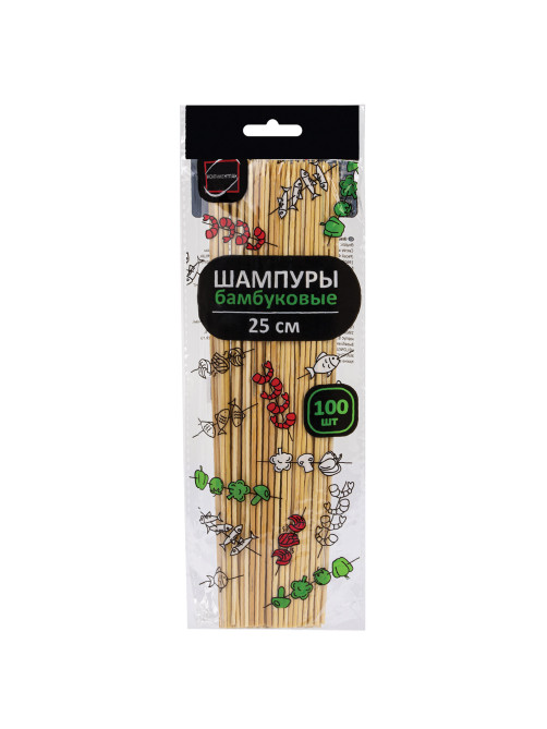 Шпажки-шампуры для шашлыка бамбуковые 25 см, 100 штук, КП, 107949