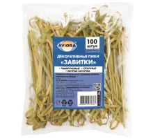 Пики (шпажки) для канапе бамбуковые ЗАВИТКИ, КОМПЛЕКТ 100 шт., 90 мм, AVIORA, 401-463