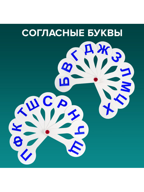 Веер-касса (гласные, согласные и цифры) ПИФАГОР, набор 3 шт., европодвес, 227394