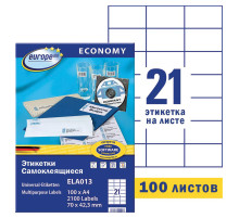 Этикетка самоклеящаяся 70х42,3 мм, 21 этикетка, белая, 70 г/м2, 100 л., Avery, Европа-100, ELA013