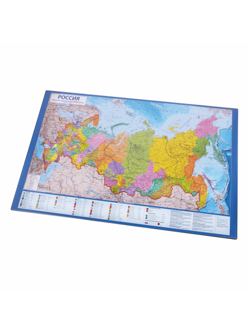 Коврик-подкладка настольный для письма (590х380 мм), с картой России, BRAUBERG, 236776