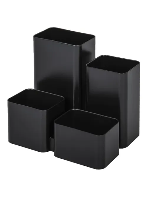 Подставка-органайзер BRAUBERG COMPACT, 4 отделения, 92х114х102 мм, черная, 238102