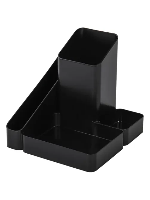 Подставка-органайзер BRAUBERG OFFICE STYLE, 4 отделения, 115х122х111 мм, черная, 238097