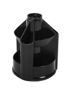 Подставка-органайзер BRAUBERG MINI, 10 отделений, вращающаяся, 107х107х130 мм, черная, 238094