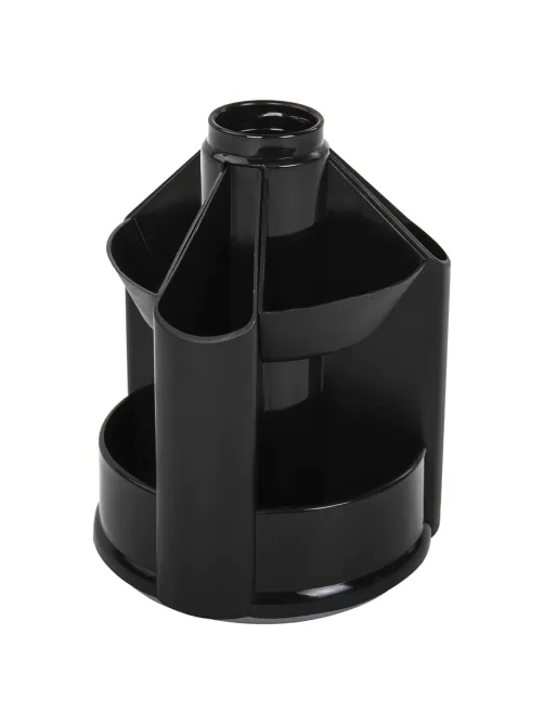 Подставка-органайзер BRAUBERG MINI, 10 отделений, вращающаяся, 107х107х130 мм, черная, 238094