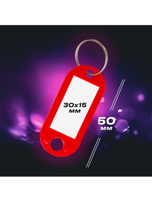Бирки для ключей КОМПЛЕКТ 12 шт., длина 50 мм, инфо-окно 30х15 мм, АССОРТИ, BRAUBERG, 231151