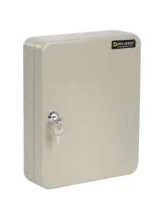 Шкафчик (Ключница) на 90 ключей BRAUBERG, 300х240х80 мм, с замком, +90 брелоков, серый, 290339