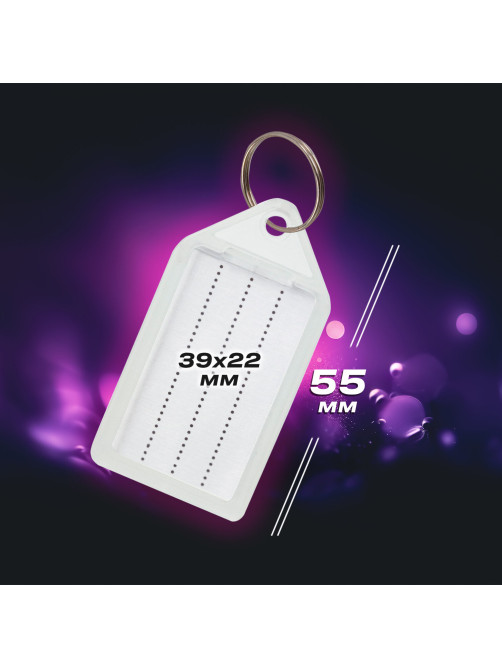 Бирки для ключей КОМПЛЕКТ 20 ШТ., длина 55 мм, инфо-окно 39х22 мм, ПРОЗРАЧНЫЕ, BRAUBERG, 237496