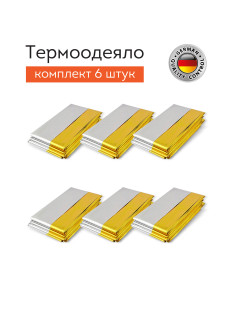 Термоодеяло покрывало изотермическое КОМПЛЕКТ 6 шт., серебро/золото, 160х210 см, DASWERK (ДАСВЕРК), 631158