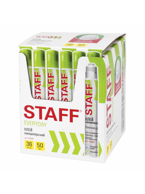 Клей канцелярский STAFF EVERYDAY, 50 мл, сетчатый аппликатор, 228408