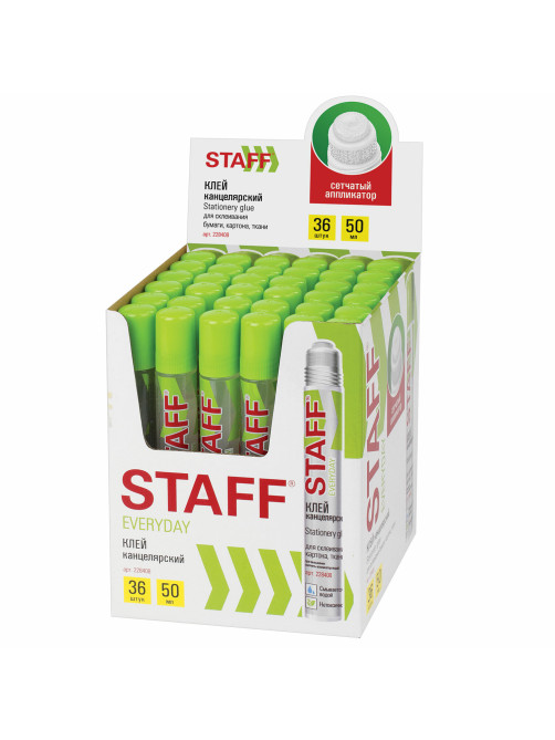 Клей канцелярский STAFF EVERYDAY, 50 мл, сетчатый аппликатор, 228408
