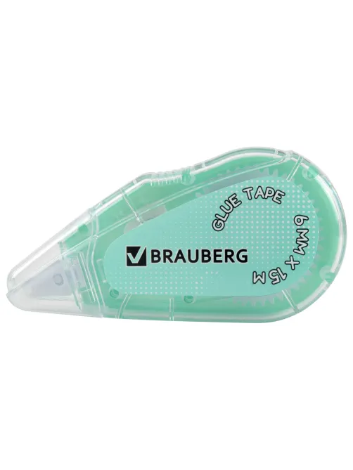 Клей-лента BRAUBERG MAXI, 6 мм х 15 м, корпус зеленый, блистер, 273029