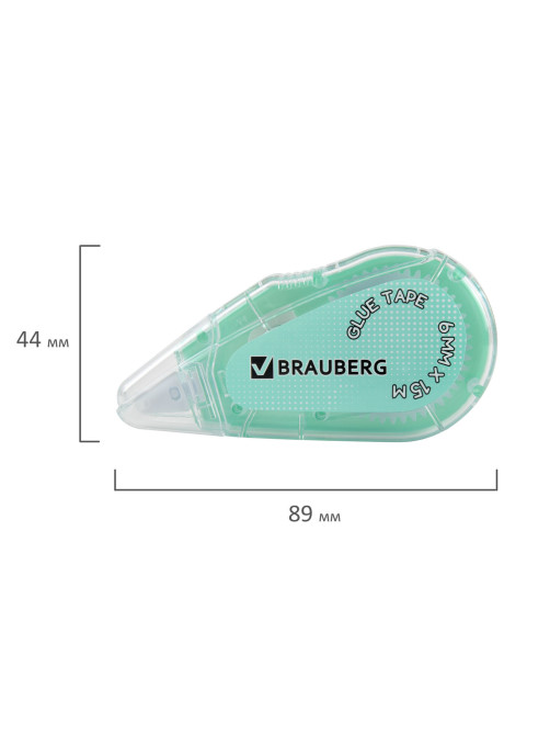 Клей-лента BRAUBERG MAXI, 6 мм х 15 м, корпус зеленый, блистер, 273029