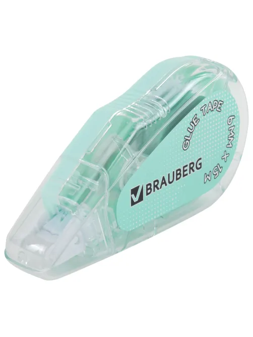 Клей-лента BRAUBERG MAXI, 6 мм х 15 м, корпус зеленый, блистер, 273029