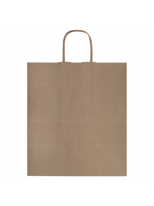Крафт-пакет бумажный 24х14х28 см, КОМПЛЕКТ 50 шт., крученые ручки, плотность 90 г/м2, LAIMA ECO CRAFT, 609685