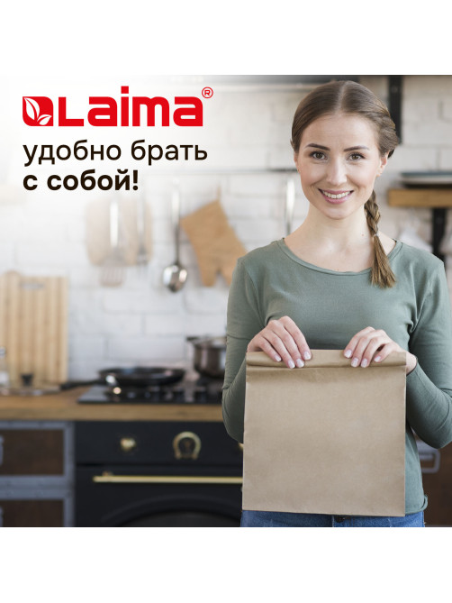 Крафт-пакет бумажный 12х8х24 см, КОМПЛЕКТ 100 шт., плотность 90 г/м2, LAIMA ECO CRAFT, 609682