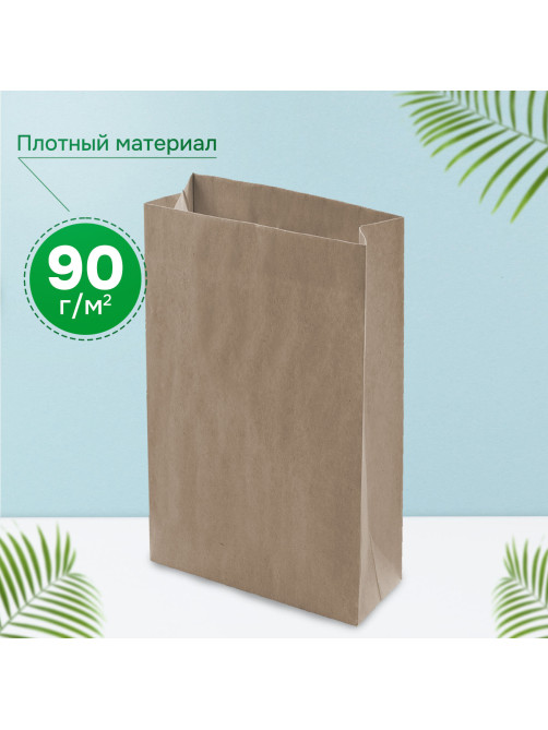 Крафт-пакет бумажный 18х12х29 см, КОМПЛЕКТ 100 шт., плотность 90 г/м2, LAIMA ECO CRAFT, 609683