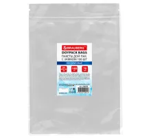 Пакеты дой-пак с замком ZIP LOCK, прозрачные, 200х300 + 50 мм, КОМПЛЕКТ 100 штук, 70 мкм, BRAUBERG, 700700
