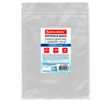 Пакеты дой-пак с замком ZIP LOCK, прозрачные, 180х260 + 40 мм, КОМПЛЕКТ 100 штук, 70 мкм, BRAUBERG, 700699