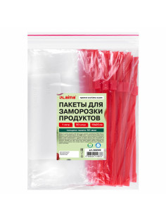 Пакеты для заморозки продуктов, 1 л, КОМПЛЕКТ 50 шт., с замком-застежкой (слайдер), LAIMA