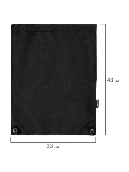 Мешок для обуви BRAUBERG плотный, карман на молнии, подкладка, 43х33 см, Total Black, 272427