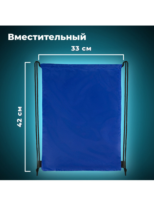 Мешок для обуви BRAUBERG ПРОЧНЫЙ, на шнурке, синий, 42x33 см, 227140