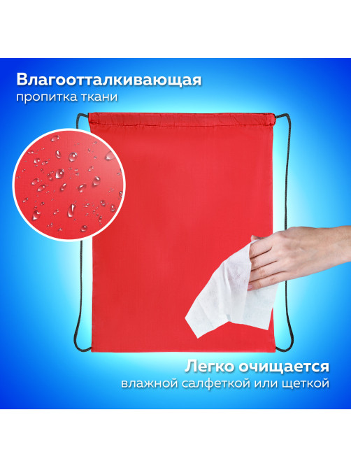 Мешок для обуви ПИФАГОР, 1 отделение, 40х32 см, красный, 271616