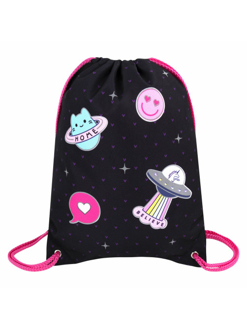 Мешок для обуви BRAUBERG PREMIUM, карман, подкладка, светоотражайка, 43х33 см, Space sweets, 272422