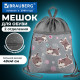 Мешок для обуви BRAUBERG БОЛЬШОЙ, с ручкой, карман на молнии, сетка, 49х41 см, 