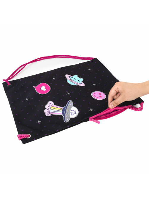 Мешок для обуви BRAUBERG PREMIUM, карман, подкладка, светоотражайка, 43х33 см, Space sweets, 272422